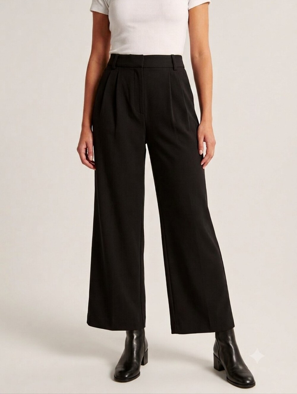 Abercrombie Pleated Wide Leg Cropped Trouser 28 Black Dress Pants NWT